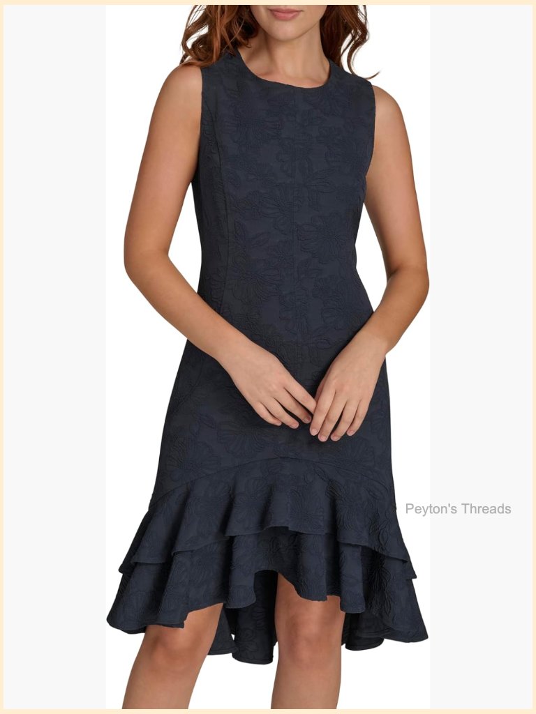 Sleeveless Jewel Neck Tiered Hi-Lo Mini Dress Polyester Spandex A-Line